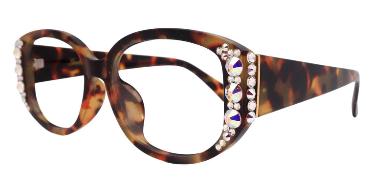 Petunia Bling Reading Glasses, AB (Brown), Medium Frame, High End Readers, Bifocal, Sun readers, Trendy Style, NY Fifth Avenue