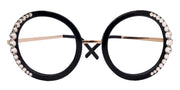 Lexington, Bling Black Round Large Oversized Glasses, W clear European crystals, High End Reading Magnifying eyeglasses, NY Fifth Avenue