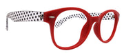 Retro Dots, Premium Round Vintage Reading Glasses – Red Frame with Transparent Dot Temples 1.00 to 4.00| NY Fifth Avenue