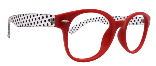 Retro Dots, Premium Round Vintage Reading Glasses – Red Frame with Transparent Dot Temples 1.00 to 4.00| NY Fifth Avenue