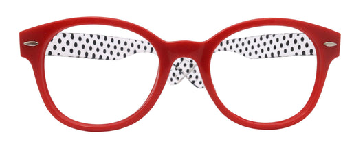 Retro Dots, Premium Round Vintage Reading Glasses – Red Frame with Transparent Dot Temples 1.00 to 4.00| NY Fifth Avenue