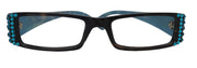 The French, (Bling) (Fleur De Lis) Women Reading Glasses W Blue Zircon Genuine European Crystals (Turquoise Tortoiseshell) NY Fifth Avenue