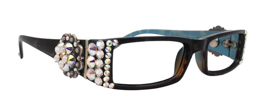The Medallion, (Bling) Reading Glasses for Women W (Clear, AB Aurora Borealis) Genuine European Crystals Western Concho NY Fifth Avenue