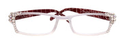 Xena, (Bling) Women Reading Glasses W (Clear AB) Genuine European Crystals (Frosted Clear, Red ) NY Fifth Avenue