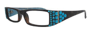 The French, (Bling) (Fleur De Lis) Women Reading Glasses W Blue Zircon Genuine European Crystals (Turquoise Tortoiseshell) NY Fifth Avenue