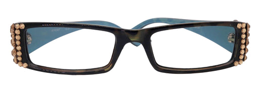The French, (Bling) (Fleur De Lis) Reading Glasses W Light Colorado Genuine European Crystals (Turquoise Tortoiseshell) NY Fifth Avenue
