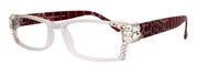 Xena, (Bling) Women Reading Glasses W (Clear AB) Genuine European Crystals (Frosted Clear, Red ) NY Fifth Avenue