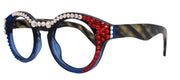 Freedom Shine, Blue Light Blocker Bling Women’s Reading Glasses with Genuine European Crystals, US Flag Colors, Round Frame, NY Fifth Avenue