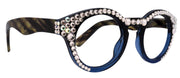 Berlin, Bling Women’s Reading Glasses Blue Light Blocker W Clear N AB Genuine European Crystals, Round Frame, NY Fifth Avenue