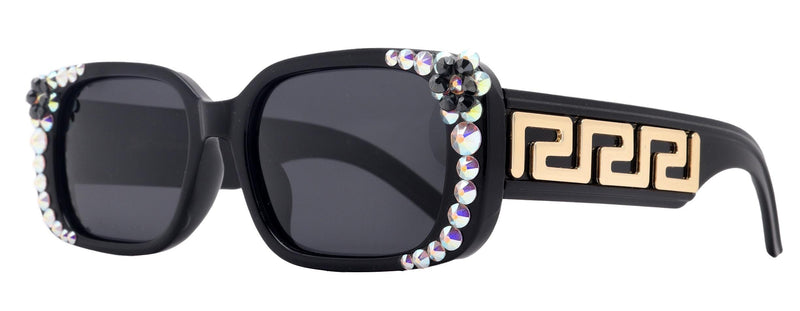 Midnight Bloom, Polarized Premium Fashion sunglasses with Genuine European Crystals