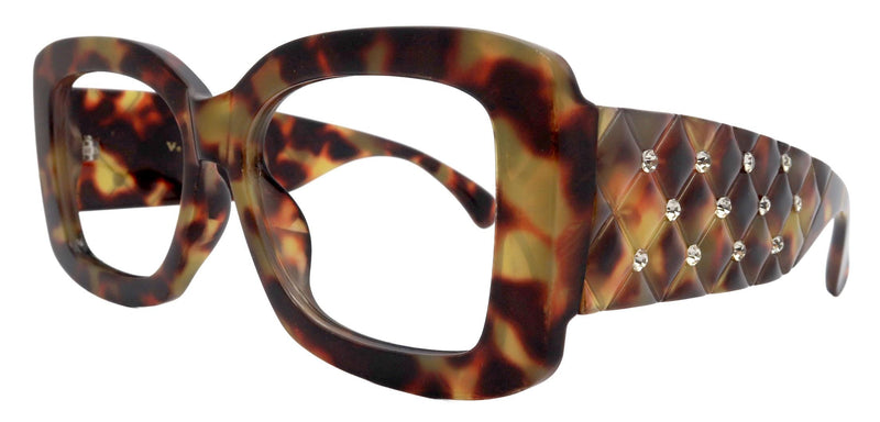 Valeriana, Tortoiseshell Oversized Reading Glasses for Women, Big Square High-End Magnifying Readers, by NY Fifth Avenue