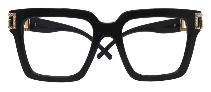 Jadeite, Black w Brown Oversized Reading Glasses for Women, Big Square High-End Magnifying Readers, by NY Fifth Avenue