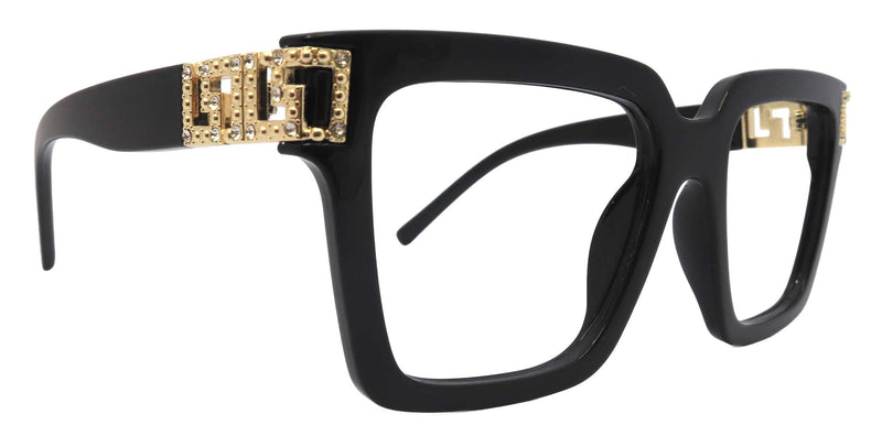 Jadeite, Black w Brown Oversized Reading Glasses for Women, Big Square High-End Magnifying Readers, by NY Fifth Avenue