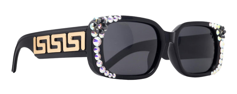 Midnight Bloom, Polarized Premium Fashion sunglasses with Genuine European Crystals