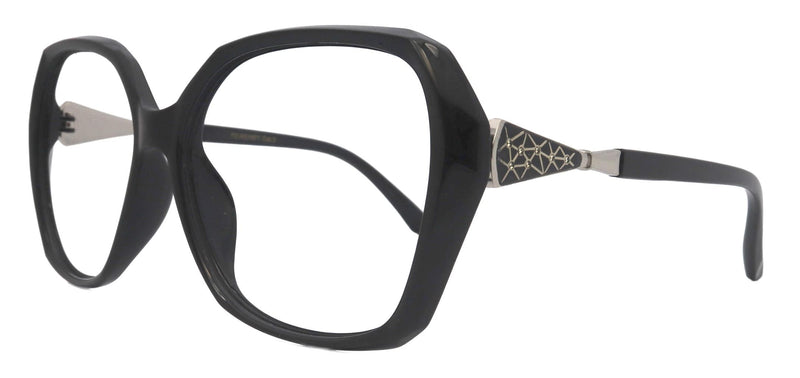Elenya, Black Oversized Reading Glasses for Women, Big Square High-End Magnifying Readers, by NY Fifth Avenue