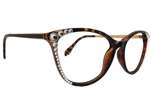 Cattitude Bling Reading Glasses 4 Women W Clear Genuine European Crystals, Tortoiseshell, Magnifying Cat Eye NY Fifth Avenue