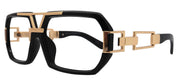 The Belmont Black Oversized Reading Glasses, Unisex Vintage Square Readers, Large High-End Magnifying Eyeglasses with Gold Metal Accents