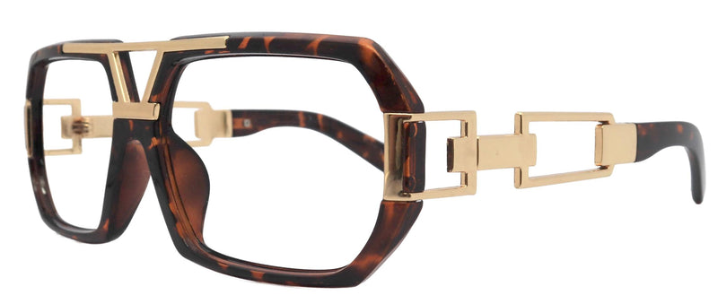 The Belmont, Tortoiseshell Oversized Reading Glasses, Unisex Vintage Square, Large High-End Magnifying Eyeglasses with Gold Metal Accents