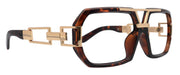 The Belmont, Tortoiseshell Oversized Reading Glasses, Unisex Vintage Square, Large High-End Magnifying Eyeglasses with Gold Metal Accents