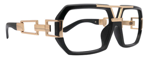 The Belmont Black Oversized Reading Glasses, Unisex Vintage Square Readers, Large High-End Magnifying Eyeglasses with Gold Metal Accents