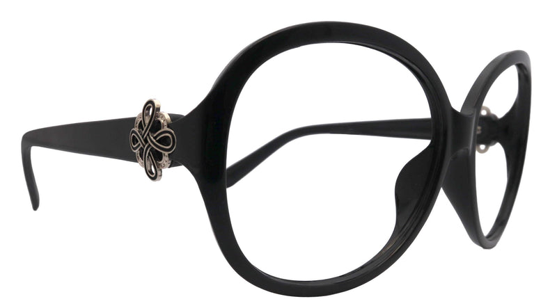 Odessa, Black Large Oversized Reading Glasses, Women Readers, High End Reading Magnifying eyeglasses, Big Round optical Frames