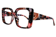 Rosemont, Oversized Reading Glasses for Women, Large Square Floral Pink Frame, Fashion Readers, NY Fifth Avenue