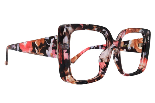 Rosemont, Oversized Reading Glasses for Women, Large Square Floral Pink Frame, Fashion Readers, NY Fifth Avenue