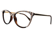 Cattitude Bling Reading Glasses 4 Women W Top Clear Genuine European Crystals, Tortoiseshell, Magnifying Cat Eye NY Fifth Avenue