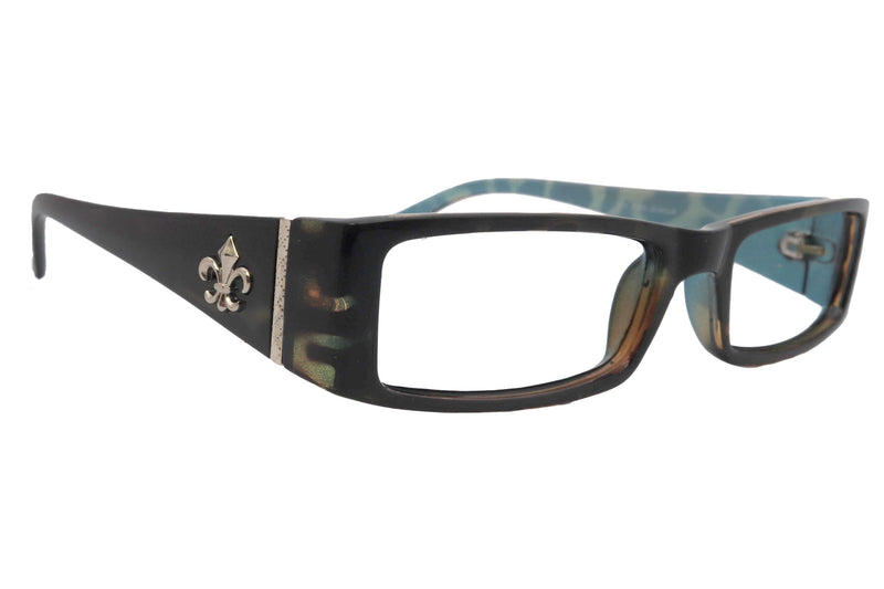 The French (Fleur De Lis) Bayonetta-style, Camo rectangular High-End Women Reading Glasses Optical Frame NY Fifth Avenue