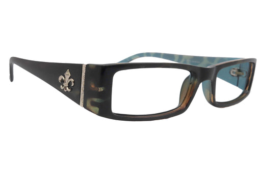 The French (Fleur De Lis) Bayonetta-style, Camo rectangular High-End Women Reading Glasses Optical Frame NY Fifth Avenue