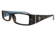 The French (Fleur De Lis) Bayonetta-style, Camo rectangular High-End Women Reading Glasses Optical Frame NY Fifth Avenue
