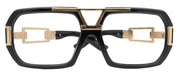 The Belmont Black Oversized Reading Glasses, Unisex Vintage Square Readers, Large High-End Magnifying Eyeglasses with Gold Metal Accents