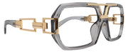 The Belmont, Transparent Grey Oversized Reading Glasses, Unisex Vintage Square, Large High-End Magnifying Eyeglasses with Gold Metal Accents