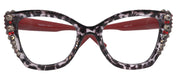 Rhodes, Bling Reading Glasses (1.25 to 3.00)Cat Eye Tortoise Red with Black Diamond & Light Siam Austrian Crystals NY Fifth Ave