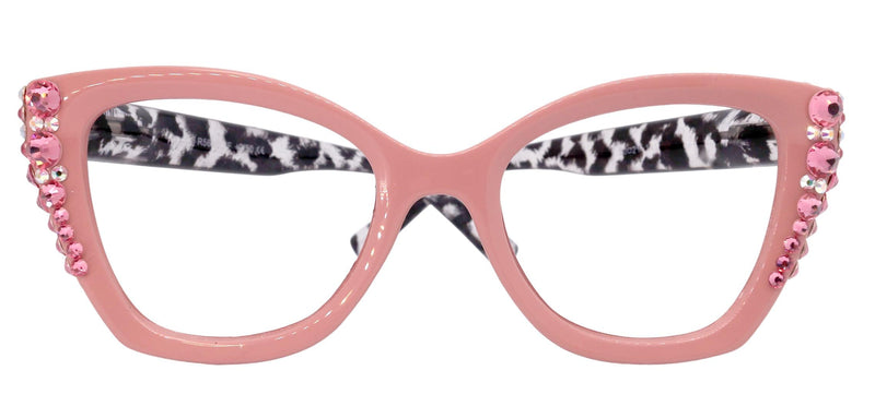 Rhodes, Bling Line Bifocal Reading Glasses (1.25 to 3.50) Cat Eye Tortoise Pink with Light Rose and AB Austrian Crystals NY Fifth Avenue