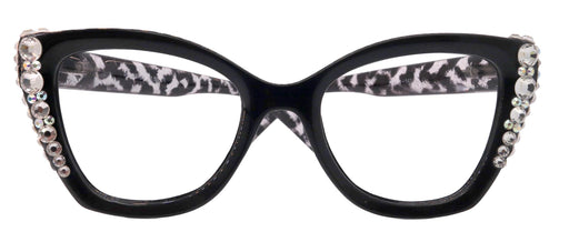 Rhodes, Bling Line Bifocal Reading Glasses (1.25 to 3.00) Cat Eye Tortoise Black with Clear Austrian Crystals NY Fifth Avenue