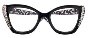 Rhodes, Bling Reading Glasses (1.25 to 3.00) Cat Eye Tortoise Black with Clear Austrian Crystals, NY Fifth Avenue