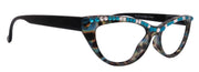 The Lynx, (Bling) Reading Glasses 4 Women W (Full Top) (Clear and Turquoise) Genuine European Crystals, CatEye (Blk Leopard) NY Fifth Avenue