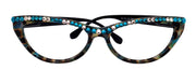 The Lynx, (Bling) Reading Glasses 4 Women W (Full Top) (Clear and Turquoise) Genuine European Crystals, CatEye (Blk Leopard) NY Fifth Avenue