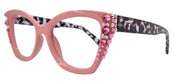 Rhodes, Bling Reading Glasses (1.25 to 3.50) Cat Eye Tortoise Pink with Light Rose and AB Austrian Crystals NY Fifth Avenue