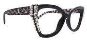 Rhodes, Bling Line Bifocal Reading Glasses (1.25 to 3.00) Cat Eye Tortoise Black with Clear Austrian Crystals NY Fifth Avenue