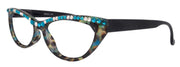 The Lynx, (Bling) Reading Glasses 4 Women W (Full Top) (Clear and Turquoise) Genuine European Crystals, CatEye (Blk Leopard) NY Fifth Avenue
