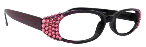 Isabella, (Bling) Reading Glasses Women W (Rose) Genuine European Crystals (Purple Floral Print) NY Fifth Avenue (Wide Frame)