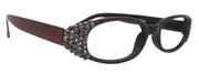 Isabella, (Bling) Reading Glasses Women W (Hematite) Genuine European Crystals (RED Floral Print) NY Fifth Avenue (Wide Frame)