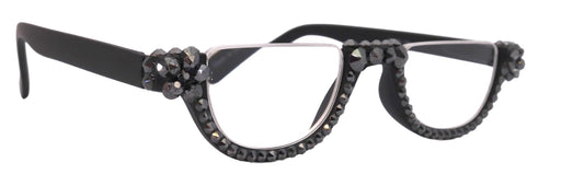 Half Moon, (Bling) Woman Reading Glasses Adorned W (Hematite) Genuine European Crystals Reader +1.25 +1.50... +4 Frame, NY Fifth Avenue.