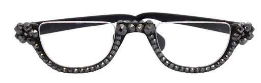 Half Moon, (Bling) Woman Reading Glasses Adorned W (Hematite) Genuine European Crystals Reader +1.25 +1.50... +4 Frame, NY Fifth Avenue.