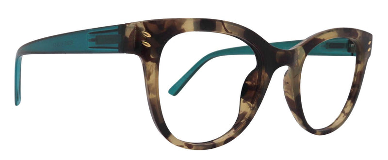 Curva, Premium Reading Glasses High End Readers +1.25 .. +4.00 (Green, Grey Tortoiseshell) Round Optical Frames. NY Fifth Avenue.