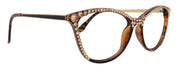 Cattitude Bling Reading Glasses 4 Women W Top Light Colorado Genuine European Crystals, Tortoiseshell, Magnifying Cat Eye NY Fifth Avenue