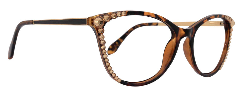 Cattitude Bling Reading Glasses 4 Women W Clear Genuine European Crystals, Tortoiseshell, Magnifying Cat Eye NY Fifth Avenue
