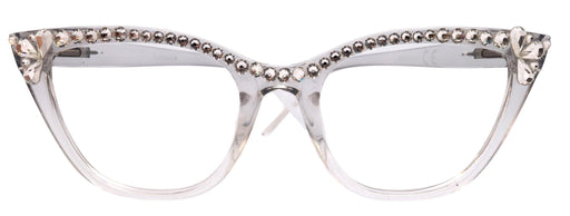Vivienne, Bling Reading Glasses for Women, Handmade W Black Diamond Genuine European Crystals, transparent Gray/Clear Frame. NY Fifth Avenue